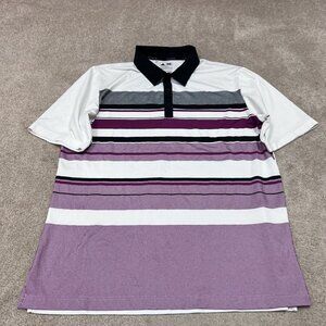 Adidas Climacool Polo Men’s Multicolored Striped Short Sleeve Size Large